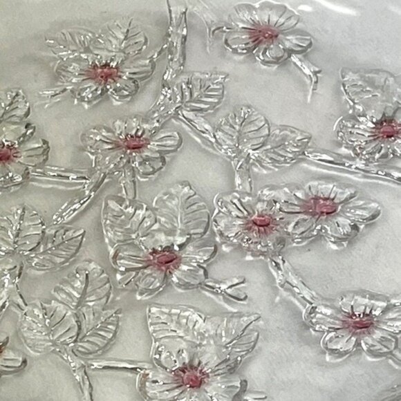 Vtg WALTHER glass server plate CHERRY BLOSSOM BRANCH charmingly asymmetrical - Picture 5 of 10
